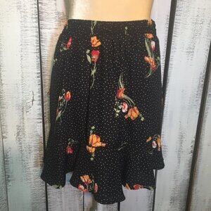 Soulmates Floral Polka-Dot Ruffle Skirt M